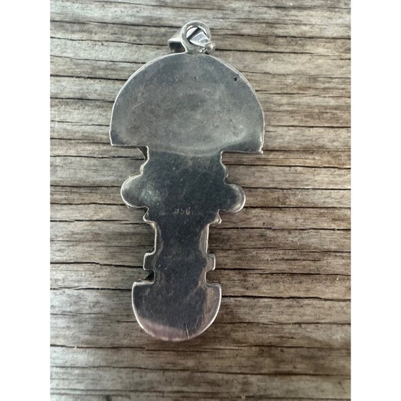 Vintage 950 Silver Tribal Figure Multi Stones Pendant - Picture 5 of 7